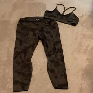 EUC Matching High Waist Pants and Bra set XXL Army Graphite Tie Dye